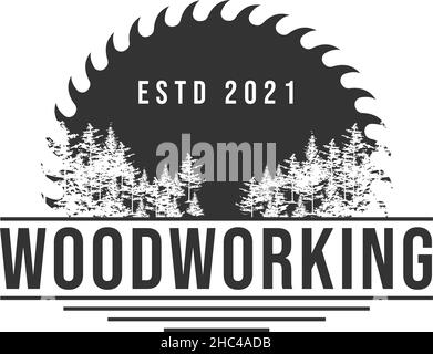 Moderne Silhouette HOLZ ARBEIT Job Logo Design Stock Vektor