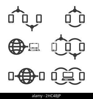 Netzwerke, Verbindungen: Social, Internet, Cloud Computing Icons Stock Vektor