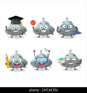Schüler von UFO grau gummy Süßigkeiten Cartoon-Charakter mit verschiedenen Ausdrücken. Vektorgrafik Stock Vektor