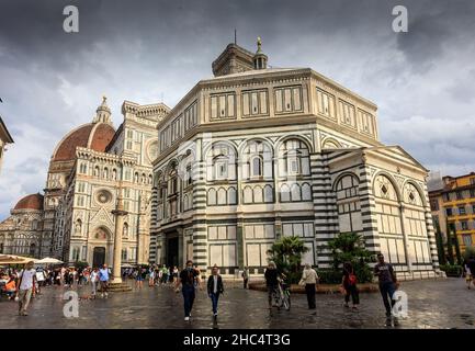 Der Dom, Santa Maria del Fiore, der Campanile und das Baptistery in Florenz. Italien. Stockfoto