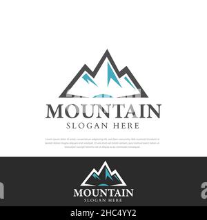 Mountain Logo – minimalistisches Design mit Mountain Silhouette Stock Vektor