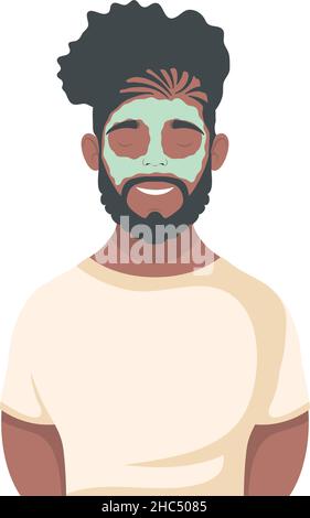 afro-Mann mit Maskenpflege Stock Vektor