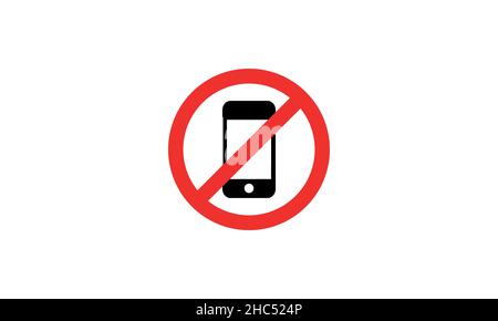 Kein Telefonschild, verbotenes Handyschild in rot durchgestrichenen Kreis Stock Vektor