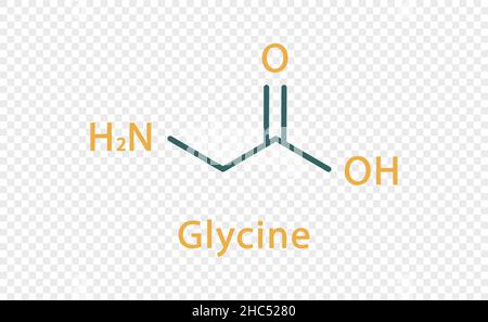 Glycin chemische Formel. Glycin strukturelle chemische Formel isoliert auf transparentem Hintergrund. Stock Vektor