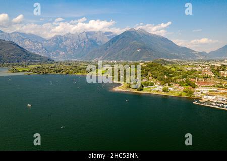 Comer See (IT), Lido di Colico, Luftaufnahme Stockfoto