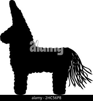 Silhouette Pinata. Mexikanisch traditionelles Spielzeug in den Ferien. Stock Vektor