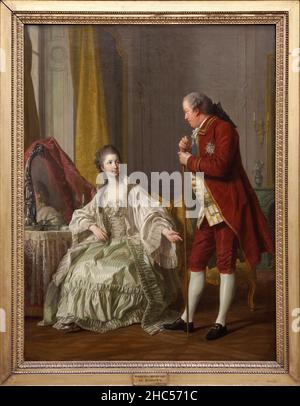 Portrait du marquis de Marigny et de sa femme, peinture de Louis Michel Van Loo (1707-1771), frere cadet de la marquise de Pompadour, Marigny (1721-17 Stockfoto