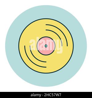 Vinyl-Schallplatte, lp-Schallplatte Farbe flache Vektor-Symbol. Musikschild. Graph-Symbol für Musik und Sound Website und Apps Design, Logo, App, UI Stock Vektor