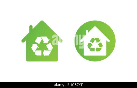 Recycle House Icon, Öko-Haus mit Recycling-Pfeilen Stock Vektor