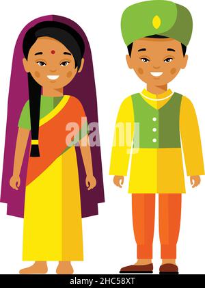 Vektor-Illustration von indien Mönch und Frau. Stock Vektor