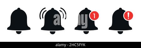 Benachrichtigungsglocken isolierte Symbole. Smartphone Social Media-Schnittstelle. Meldungsglockensymbol. Stock Vektor