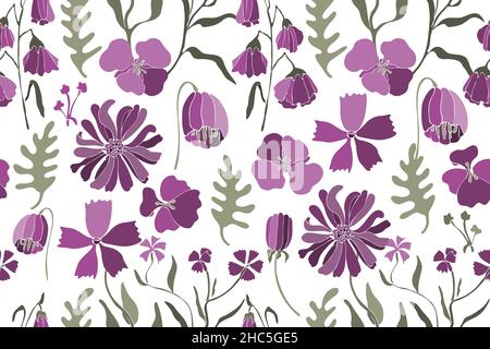 Art floral Vektor nahtlose Muster. Naive Kunst. Stock Vektor