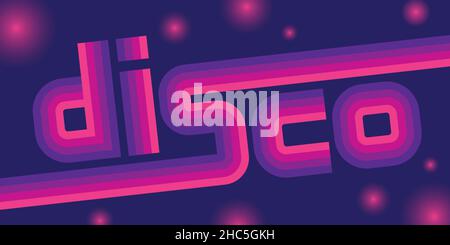 Disco Bunte Custom Lettering für Retro Dance Party Funky Vektor-Design für Disco-Musik mit 70er Jahre Retro-Stil Farbverlauf Buchstaben Stock Vektor