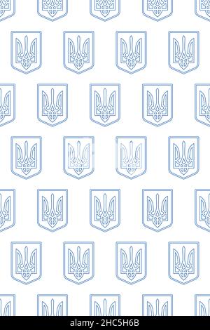 Nahtloses Dreizack-Muster auf dem Schild. Wappen der Ukraine Stock Vektor