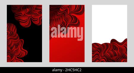 Abstrakter Hintergrund verzerrte Linien flüssige Form. Psychedelischer Streifen. Vektorgrafik für Broschüre, Flyer, Banner oder Cover. Stock Vektor