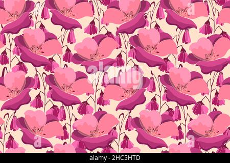 Art floral Vektor nahtlose Muster. Rosa Blüten. Stock Vektor