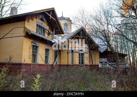 Manor Turliki, erbaut 1899-1901. Auch bekannt als Dacha Morosowoi (Morosowskaja), das Haus von Wiktor Petrowitsch Obninskiy. Obninsk, Kaluzhskiy, Rus Stockfoto