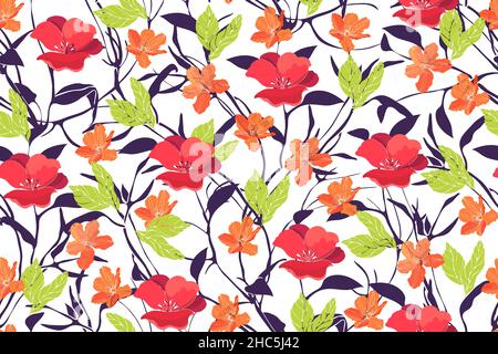 Kunst floral Vektor nahtlose Muster Frühling Blumen Stock Vektor