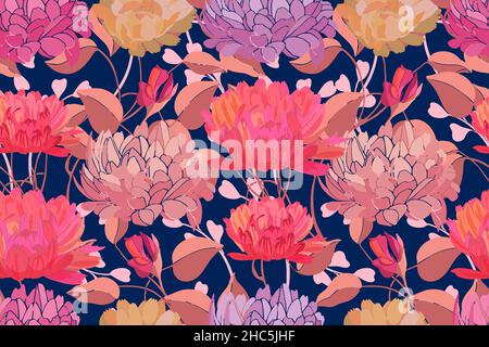 Art floral Vektor nahtlose Muster. Rosa Blüten. Stock Vektor