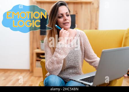 Text mit Inspiration Emotion Logic. Geschäftsidee Herz oder Gehirn Seele oder Intelligenz Verwirrung Gleichgewichtsgleichheit Abstract Online-Prüfung ablegen Stockfoto