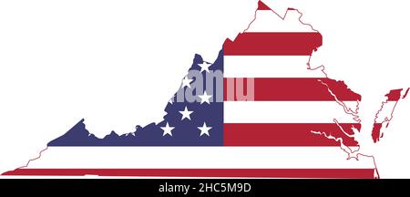 Einfache flache US-Flagge-Verwaltungskarte des Bundesstaates Virginia, USA Stock Vektor