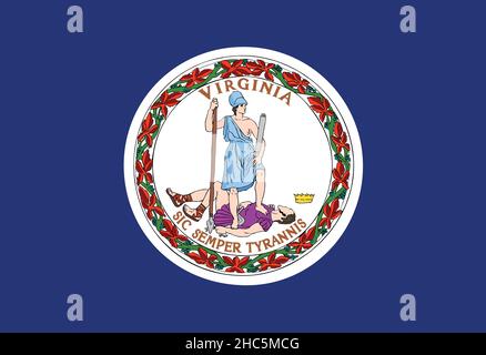 Offizielle aktuelle Vektorflagge des Bundesstaates Virginia, USA Stock Vektor