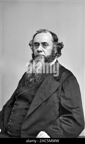 Edward M. Stanton (1814-1869), US-Kriegsminister während des amerikanischen Bürgerkrieges, halblanges Porträt, Mathew Brady Studio, 1860 Stockfoto