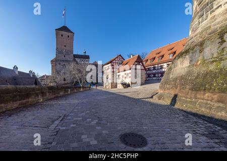 Nürnberger Empirialburg bei Winterwetter Stockfoto