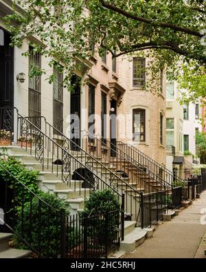 Brownstones auf der Upper East Side von Manhattan in New York City Stockfoto