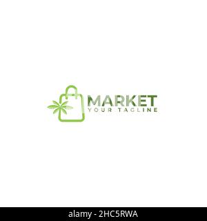 Moderne Wohnung einfaches Design MARKT Shop Logo Design Stock Vektor