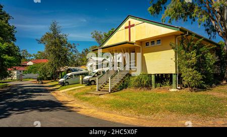 Old Petrie Town, Queensland, Australien - Historische Dorfkirche Stockfoto