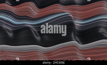 Linien weben. Abstrakt Hintergrund farbige dynamische Wellen Tuch welligen Falten 3D Abbildung Stockfoto