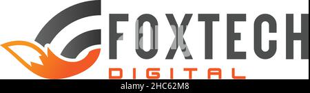 Einfaches Design FOXTECH DIGITALES Internet Logo Design Stock Vektor