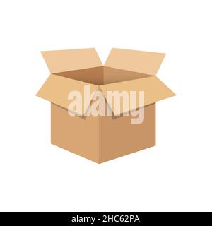 Offenes Pappsymbol in flachem Stil. Vektorgrafik Versandkarton auf isoliertem Hintergrund. Container unterzeichnen Geschäftskonzept. Stock Vektor