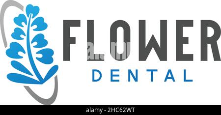 Minimalistisches Design BLUME ZAHNÄRZTLICHE Ansicht Logo Design Stock Vektor