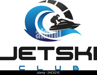 Farbenfrohes Design JETSKI CLUB Happy Logo Design Stock Vektor