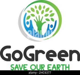 Modernes farbenfrohes GOGREEN SAVE OUR EARTH Logo Design Stock Vektor