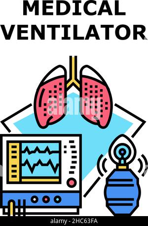 Vektorgrafik für Symbole des medizinischen Beatmungsgeräts Stock Vektor