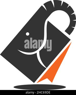 Elefant Einkaufstasche Illustration Symbol Marke isoliert Stock Vektor