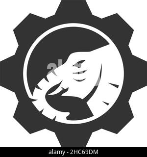 Elephant Gear Illustration Icon Marke isoliert Stock Vektor