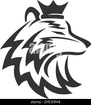 wolf Kopf Krone Illustration Symbol Marke isoliert Stock Vektor