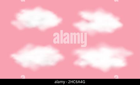 Set von realistischen rosa Wolken, Wolken Himmel Hintergrund für Ihr Design. Vektorgrafik Stock Vektor