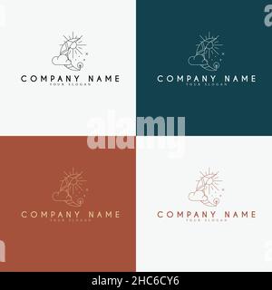 Line Art minimal Mehrzweck-Logo Vorlage retro Stock Vektor