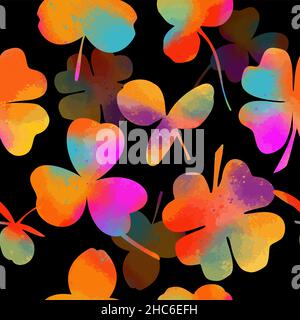 Der Hintergrund ist nahtlos mehrfarbigen Kleeblatt. Alles gute zum St. Patrick's Day. Vektorgrafik Stock Vektor
