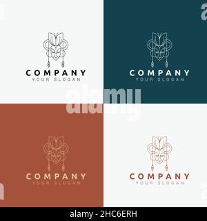 Line Art minimal Mehrzweck-Logo Vorlage retro Stock Vektor