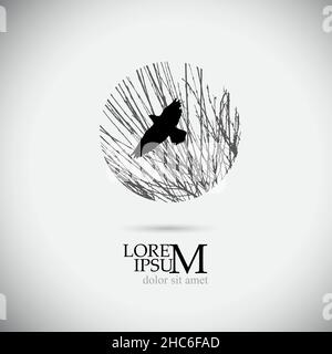 Das Logo der Zweige des Baumkreises mit einem fliegenden Vogel. Vektorgrafik Stock Vektor