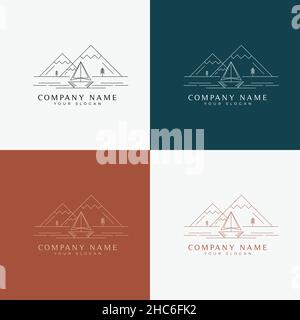 Line Art minimal Mehrzweck-Logo Vorlage retro Stock Vektor