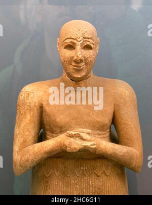 Sumerische Statue des Lugal-Dalu (König von Adab) im Istanbuler Archäologiemuseum. Stockfoto