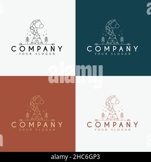 Line Art minimal Mehrzweck-Logo Vorlage retro Stock Vektor