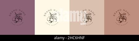 Bio-Logo Blume Frucht Natur Vintage Symbol Stock Vektor